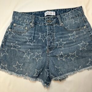 Vanilla Star Women's Star Patterned Jean Shorts